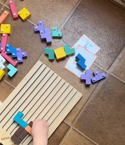Montessori Wooden Tetris Children's Toy photo by Emma E.: Learning through play = ❤️. Something that keeps him entertain…