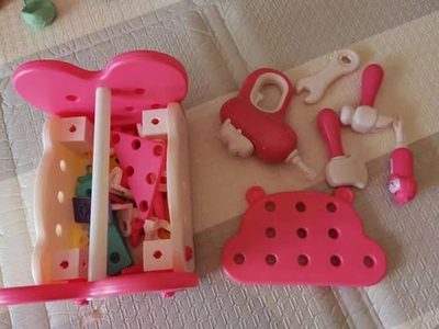 Montessori Kids Tool Box Set — DIY Building Toy Kit with 200 Pieces photo by Jane K.: This is one of the few toys that h…